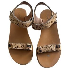 Madewell (7.5) Leopard Calf Hair Leather The Maggie Sandal- Wrist Strap/Open Toe